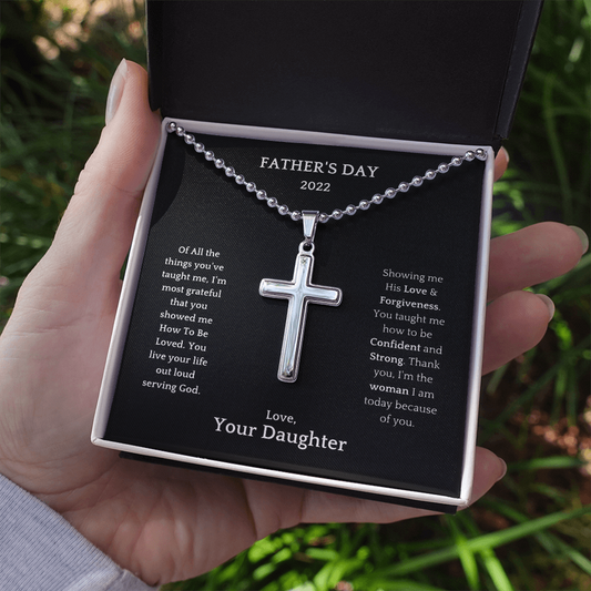 Father's Day | Personalized Cross Necklace | From Daughter |