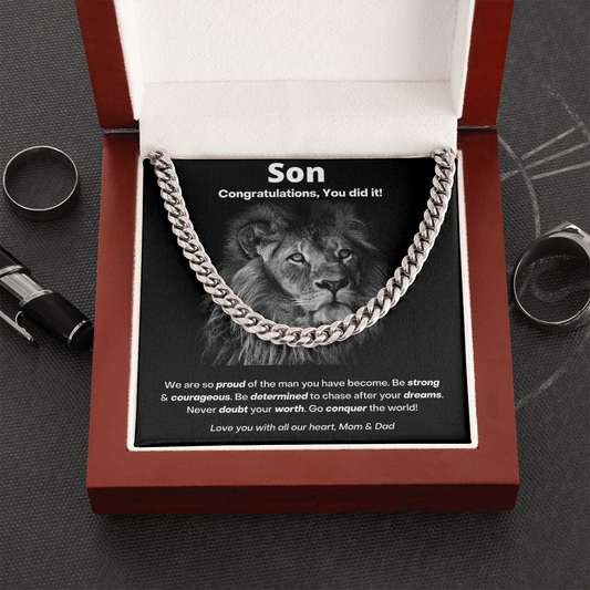 Son, You did it | Cuban Link Chain Necklace | Graduation |