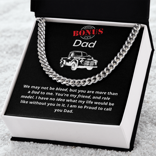 Bonus Dad | Proud | Cuban Link Chain Necklace | Father's Day |