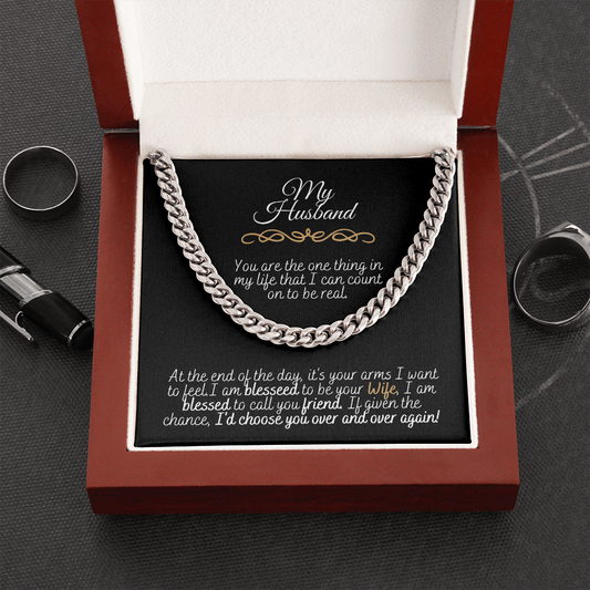 My Husband | I'd Choose You | Cuban Link Chain Necklace | Father's Day |
