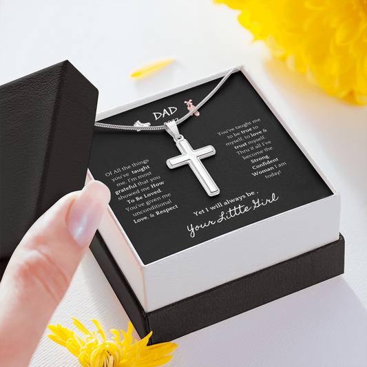 Dad | Little Girl | Stainless Steel Cross Necklace | Father's Day|